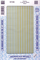 Microscale HO 91106 Striping 3" and 4-3/4" Widths, Yellow
