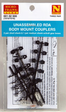 Micro-Trains N 00102000 (1015/1016) Unassembled RDA Body Mount Couplers (3 Pair, Black)