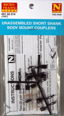Micro-Trains N 00102014 (1027) Short Shank Body Mount Couplers (2 Pair, Unassembled)