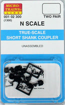 Micro-Trains N 00102300 (1300) True-Scale Coupler with Short Shank (2 Pair)