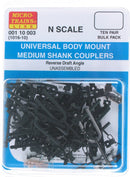 Micro-Trains N 00110003 (1016-10) Universal Body Mount Medium Shank Coupler (10 Pair, Unassembled)