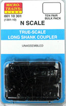 Micro-Trains N 00110301 (1301-10) True-Scale Coupler with Long Shank (10 Pair)