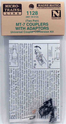 Micro-Trains N 00130012 (1128) MT-7 Short "T" Shank Couplers with Adaptors (2 Pair, Unassembled)