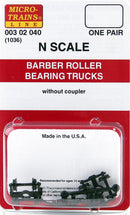 Micro-Trains N 00302040 (1036) Barber Roller Bearing Trucks without Couplers (1 Pair)