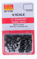 Micro-Trains N 00312000 (401) 33" Standard Wheel Sets, Medium Flange (48 Axles, Black)