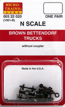 Micro-Trains N 00322020 (1001-B) Brown Bettendorf Trucks without Couplers (1 Pair, Assembled)