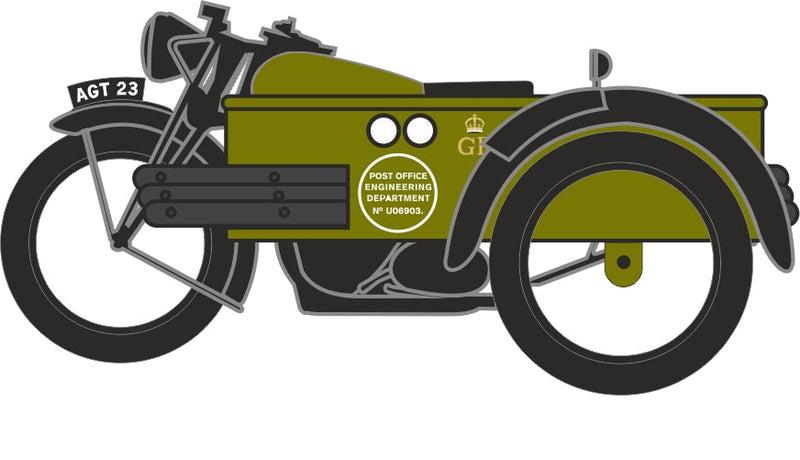 PREORDER Oxford Diecast N NBSA004 BSA Motorcycle with Sidecar, Post Office Telephones