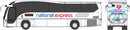 PREORDER Oxford Diecast N NPE010 Plaxton Elite Bus, Assembled, National Express (white, red, blue)