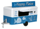PREORDER Oxford Diecast N NTRAIL005 Concession Trailer, Assembled, The Happy Plaice (blue, white)
