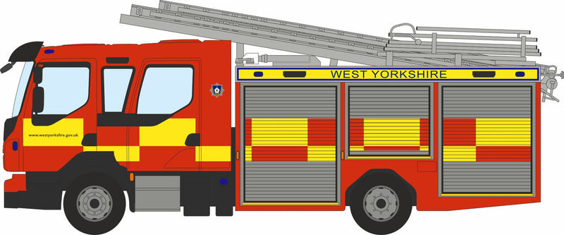 PREORDER Oxford Diecast N NVEO001 Volvo FL Emergency One Ladder Truck, West Yorkshire Fire & Rescue