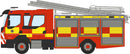 PREORDER Oxford Diecast N NVEO002 Volvo FL/Emergency One Pump Fire Ladder, Assembled, South Wales Fire & Rescue (red, yellow, silver)