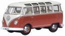 Oxford Diecast 553-NVWS001 1951 Volkswagen T1 Samba Passenger Van - Assembled -- Sealing Wax Red, Beige Gray, N Scale