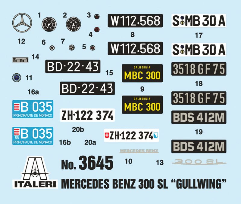 Italeri 3645 MERCEDES BENZ 300 SL GULLWING 1:24