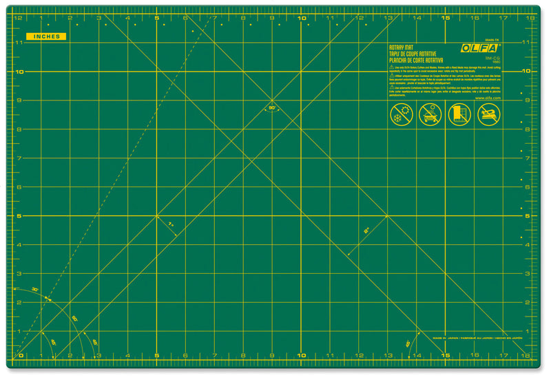 OLFA 12" x 18" Double Sided Rotary Mat, Green (RM-CG)