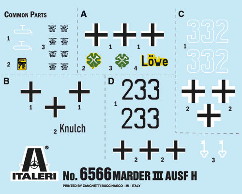 Italeri 6566 - SCALE 1 : 35 Marder III Ausf. H Sd. Kfz.138