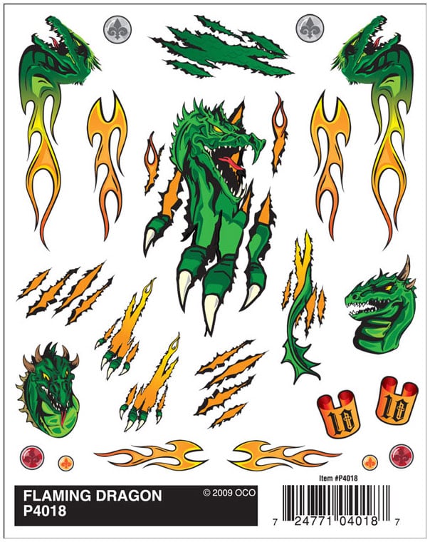 PineCar 4018 Flaming Dragon Dry Transfer