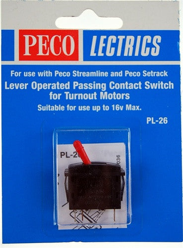 Peco HO/N PL26R Passing Contact Switch, Red Lever