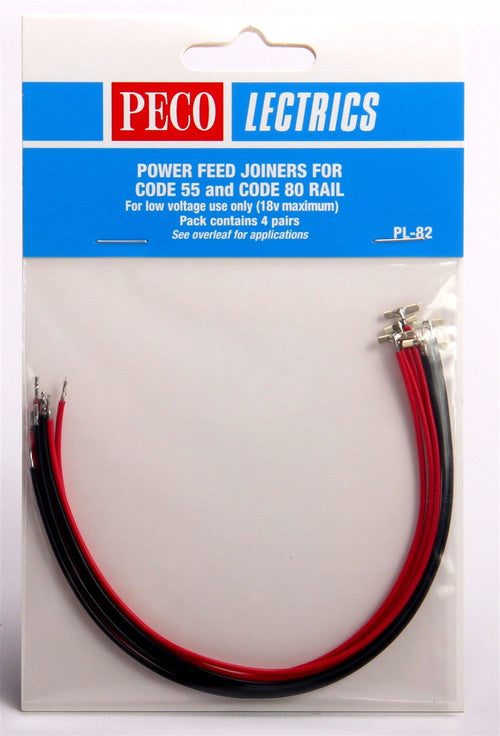 Peco N PL82 Code 55 and 80 Power Feed Joiners (4 pairs)