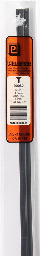 Plastruct 90082 T-2 ABS Tee, 1/16" (8)