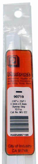 Plastruct 90719 Styrene Plastic Strips -- .010 x .250 x 10" .03 x .64 x 25.4cm pkg(10), All Scales