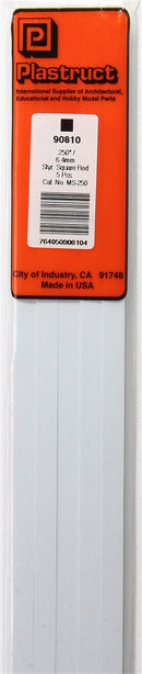 Plastruct 90810 Styrene Rod - Square -- .250 x 10" Long pkg(5), All Scales