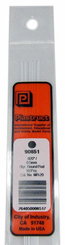 Plastruct 90851 MR-20 Solid Styrene Round Rod, .020" (10)