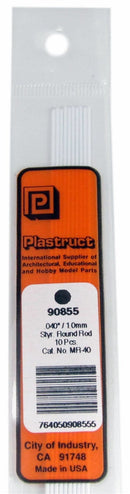 Plastruct 90855 Styrene Rod - Round -- .040 O.D. x 10" Long pkg(10), All Scales