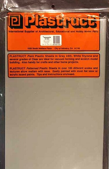 Plastruct 91002 SSA-102 Plain Gray ABS Sheet, .020" (5)