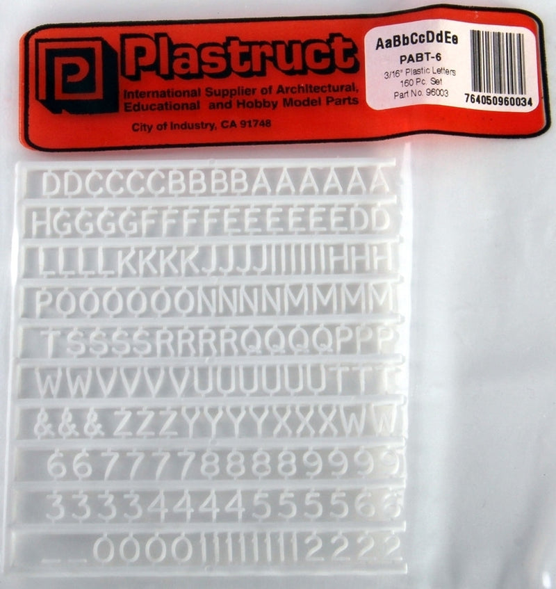 Plastruct 96004 PABT-10 5/16" Plastic Letters (160)