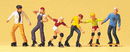 Preiser HO 10074 Roller Skaters and Skateboarders (6)