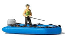 Preiser HO 10687 Angler/Fisherman in Blue Dinghy
