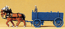 Preiser HO 30468 Horse-Drawn Ore Wagon with Driver and Horses