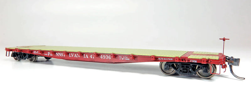 PREORDER Rapido 138011A HO Class F30A 50' Flatcar - Ready to Run -- Pennsylvania Railroad (As-Delivered, Tuscan)