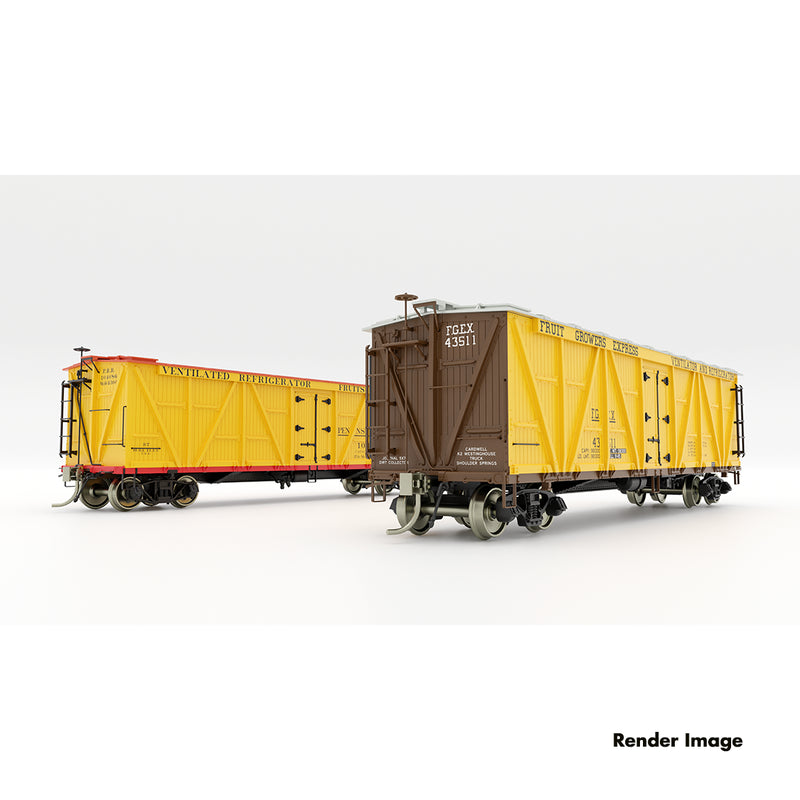 Rapido 177202 HO FGE R7 Reefer: FGE - Brown Roof Scheme: 6-Pack