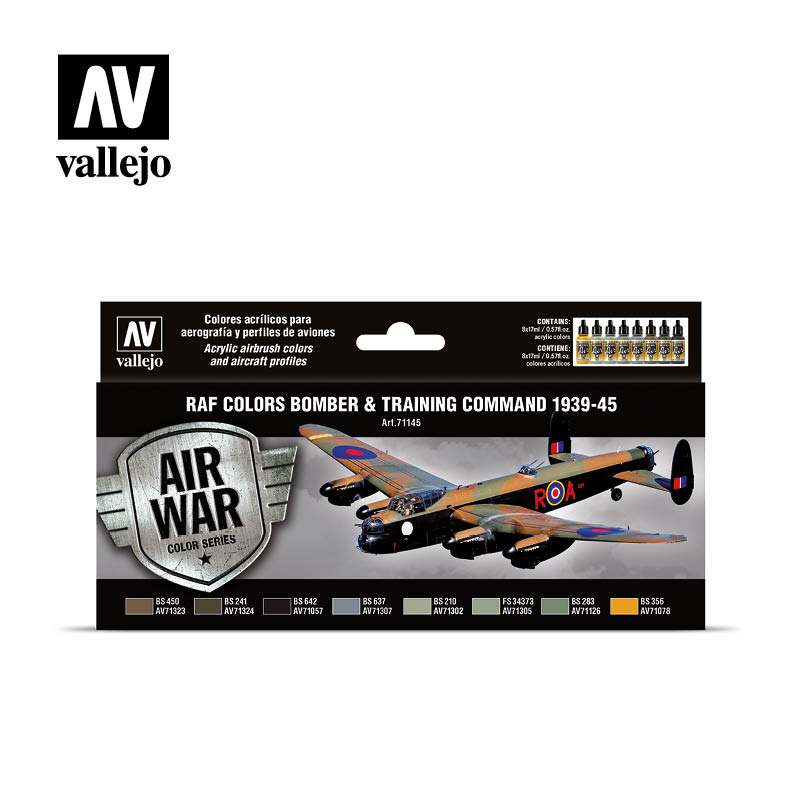 Vallejo Acrylic Paints 71145 RAF Colors Bomber & Training Air Command 1939-45 Paint Set (8-Pack)