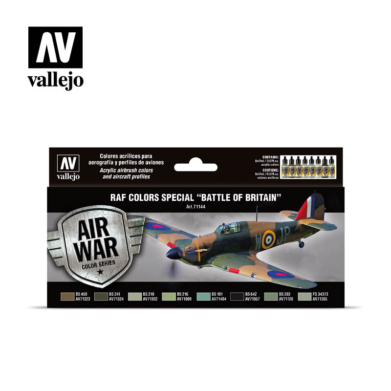 Vallejo Acrylic Paints 71144 RAF Colors Special Battle Of Britain Paint Set (8-Pack)