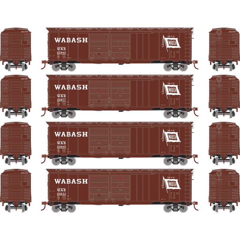 PREORDER Athearn Roundhouse RND-1003 HO 50ft Double Sliding Door Boxcar, WAB â€˜Flagâ€™,