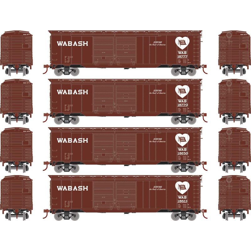 PREORDER Athearn Roundhouse RND-1004 HO 50ft Double Sliding Door Boxcar, WAB â€˜Heart/Flagâ€™,