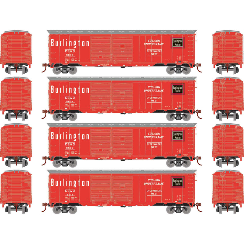 PREORDER Athearn Roundhouse RND-1019 HO 50ft Double Sliding Door Boxcar, CBQ â€˜Redâ€™,