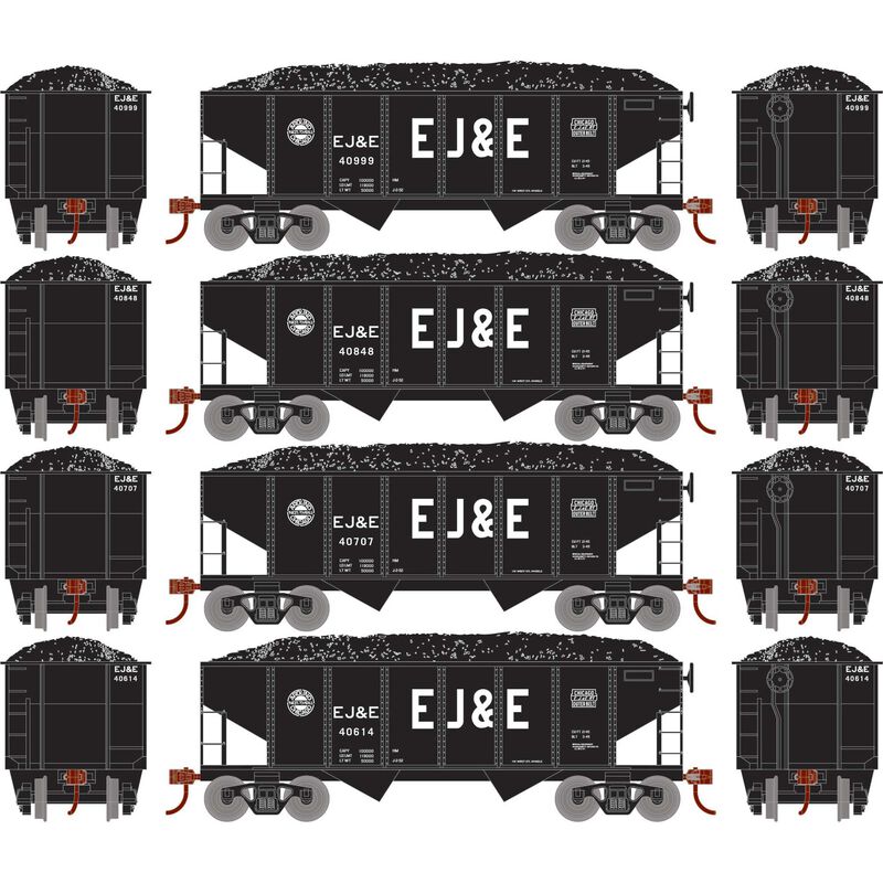 PREORDER Athearn Roundhouse RND50018 HO 34' 2-Bay Rib Side Hopper With Load, EJE