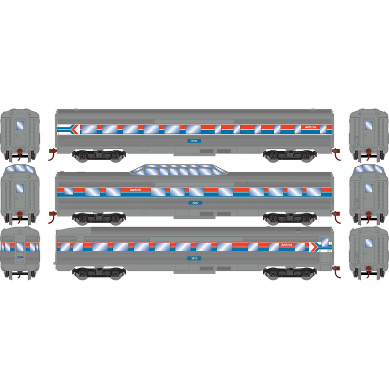 PREORDER Athearn Roundhouse RND79121 HO Streamline Passenger Cars, AMTK (3)