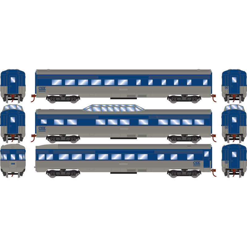 PREORDER Athearn Roundhouse RND79125 HO Streamline Passenger Cars, CSXT (3)