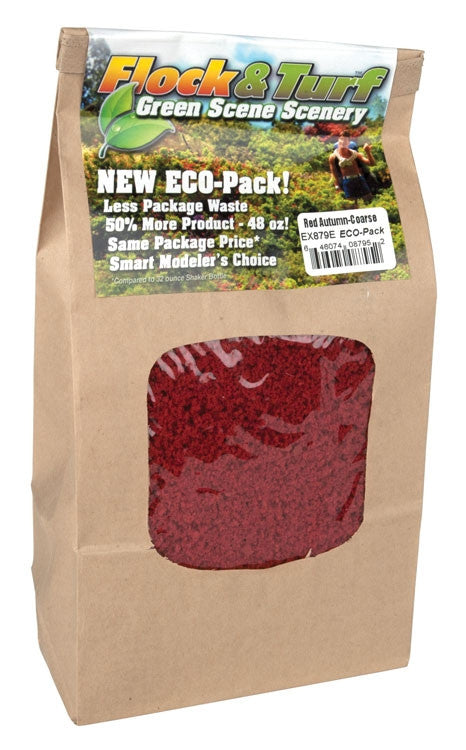 Scenic Express EX879E Flock and Turf Ground Cover, Autumn Red Coarse 48 oz. ECO Pack