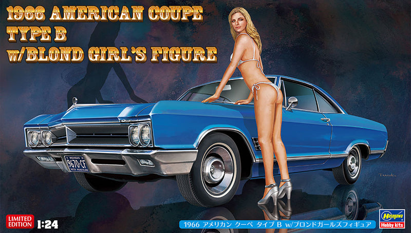 Hasegawa Models 52213 1966 American Coupe Type B w/ Blonde Girls Figure 1:24 SCALE MODEL KIT