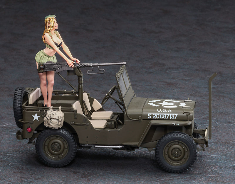 Hasegawa Models 52283 1/4 ton 4×4 truck (equipped with 50 caliber M2 machine gun) w/Blonde Girls figure 1:24 SCALE MODEL KIT