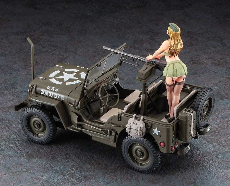 Hasegawa Models 52283 1/4 ton 4×4 truck (equipped with 50 caliber M2 machine gun) w/Blonde Girls figure 1:24 SCALE MODEL KIT