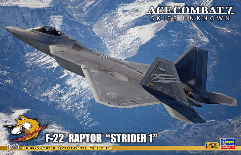 Hasegawa Models 52358 “Ace Combat 7 Skies Unknown” F-22 Raptor “Strider 1” 1:48 SCALE MODEL KIT