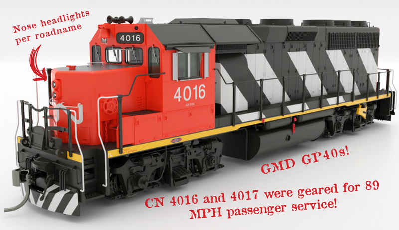 PREORDER Rapido 040006 HO EMD GP40 (DC/Silent): CN - Stripes: