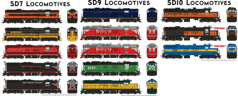 PREORDER Rapido 050622 HO EMD SD9 High Nose - ESU LokSound and DCC -- Chicago, Burlington & Quincy