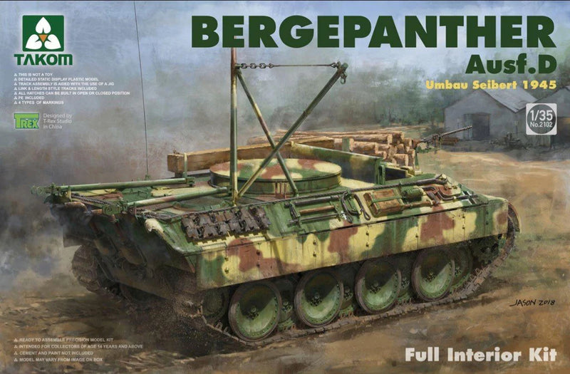 Takom Models - 2102  WWII Bergepanther Ausf D Tank Umbau Seibert 1945 w/Full Interior Kit